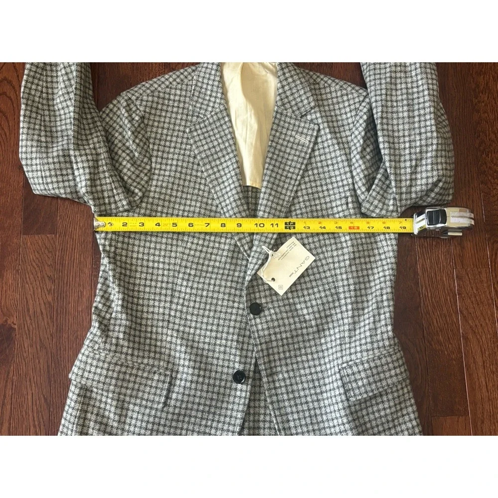 Gant Rugger Jacket Blazer Size 38 (48) 3 Roll 2 Button Gray Check NWT